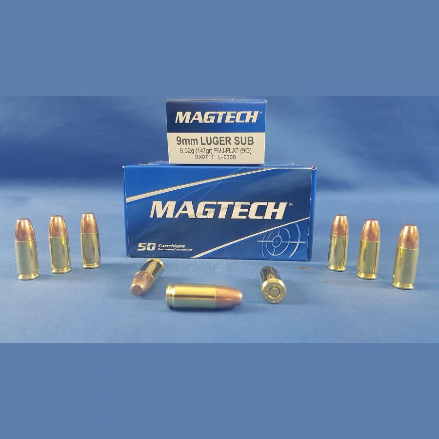Magtech 9mm Luger FMJ Subsonic 9,52g 147grs.