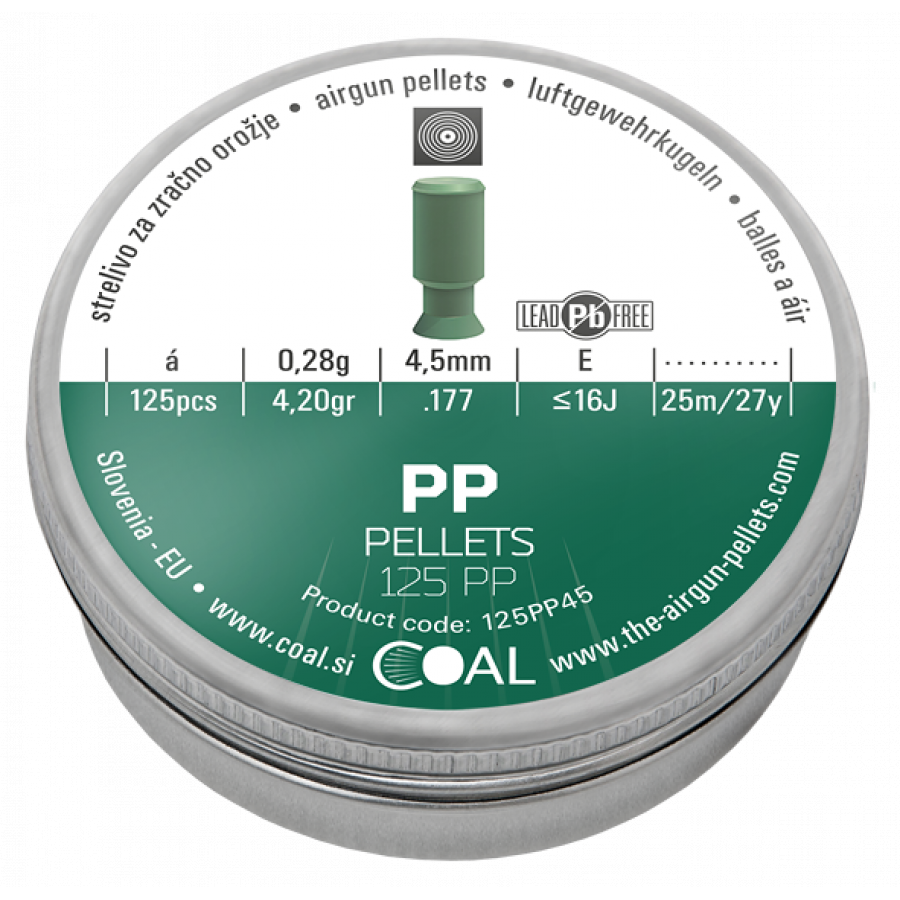 Coal PP-Pellets 125 Diabolos (Kunststoff-Metall-Pellets) Bleifrei Kal.4,5mm/.177 125Stk.