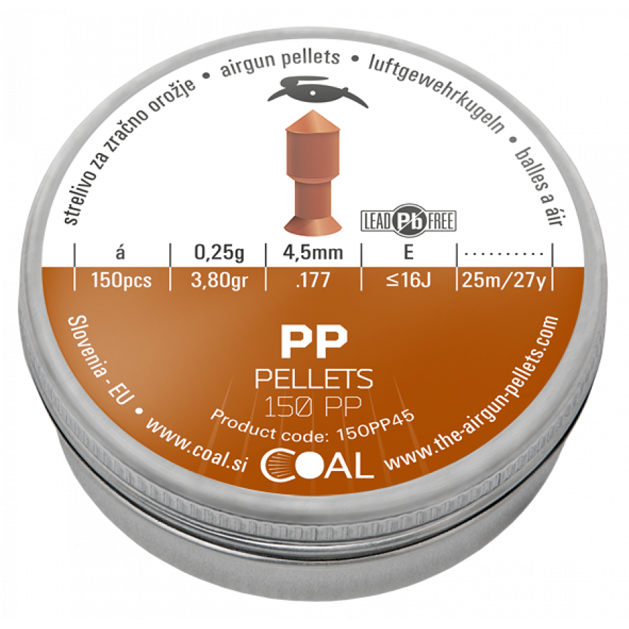 Coal PP-Pellets 150 Diabolos (Kunststoff-Metall-Pellets) Bleifrei Kal.4,5mm/.177 150Stk.